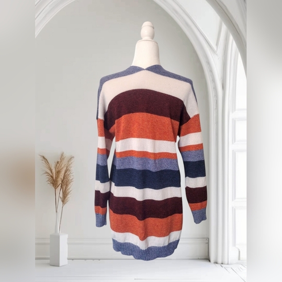 Ecowish Women's Striped Open Front Cardigan Size Medium - Picture 3 of 6